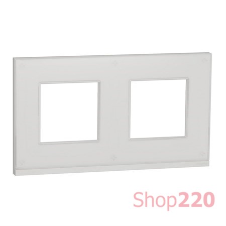 Рамка 2-постовая, горизонтальная, белое стекло / белый, Unica New Schneider NU600485 - фото 68901