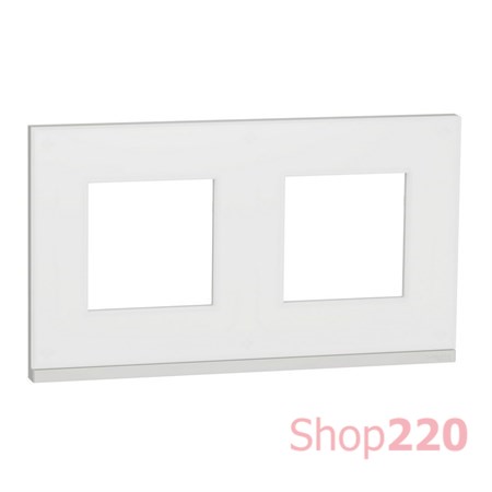 Рамка 2-постовая, горизонтальная, матовое стекло / белый, Unica New Schneider NU600489 - фото 68974
