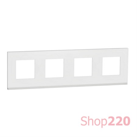 Рамка 4-постовая, горизонтальная, матовое стекло / белый, Unica New Schneider NU600889 - фото 68976