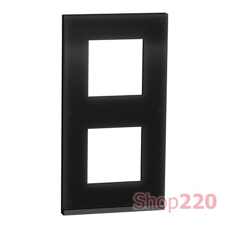 2 постовая рамка вертикальная Unica Pure черное стекло, Unica New Schneider NU6004V86 - фото 69009