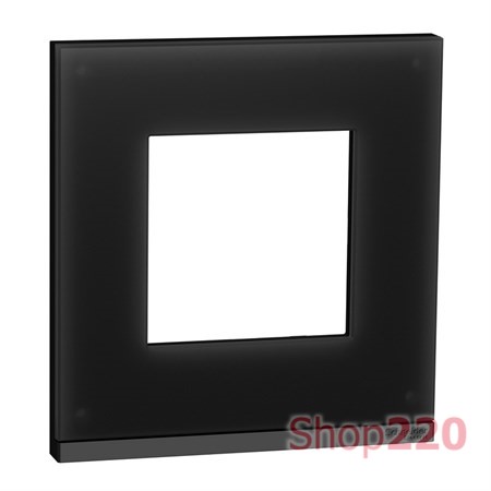 Рамка 1-постовая, горизонтальная, черное стекло / антрацит, Unica New Schneider NU600286 - фото 69010
