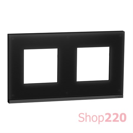 Рамка 2-постовая, горизонтальная, черное стекло / антрацит, Unica New Schneider NU600486 - фото 69011