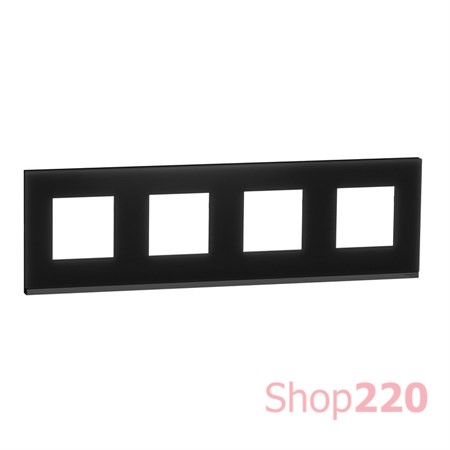 Рамка 4-постовая, горизонтальная, черное стекло / антрацит, Unica New Schneider NU600886 - фото 69013