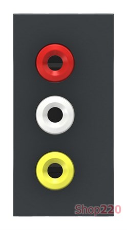 Розетка 3 RCA, антрацит, 1 модуль, Unica New Schneider NU343154 - фото 69400