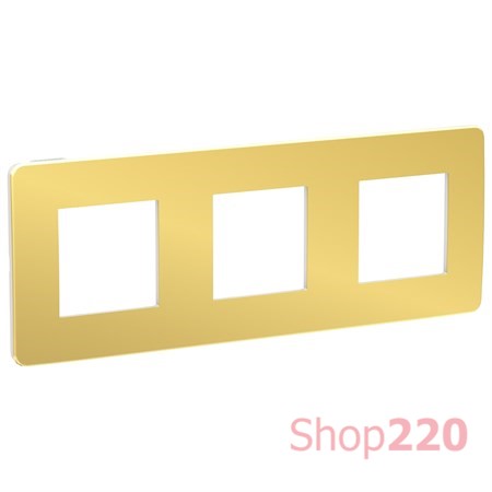 Рамка 3-постовая, золото / белый, Unica New Schneider NU280659 - фото 70841