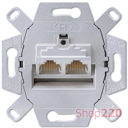 Розетка компьютерная RJ45 экранированная двойная (механизм), Jung A500 UAE8-8UPOK6 - фото 74038