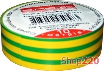 Изолента самозатухающая, 20м, желто-зеленая, e.tape.pro.20.yellow-green Enext p0450014 - фото 74119