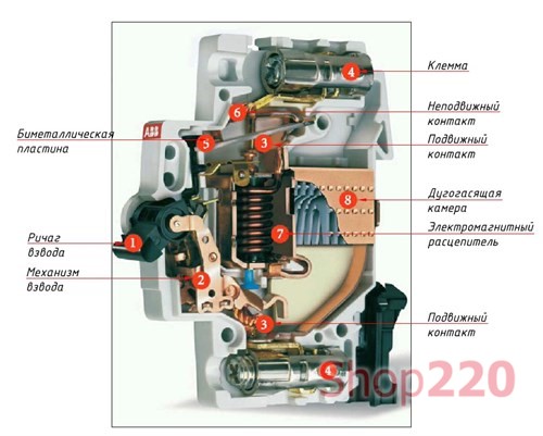 Автоматический выключатель 40А, 1 полюс, уставка B, ABB SH201-B40 - фото 74554