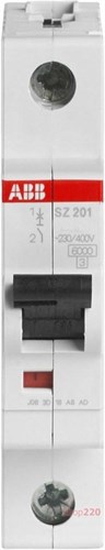 Автоматический выключатель 10А, 1 полюс, тип C, SZ201-C10 ABB 2CDS251025R0104 - фото 78264