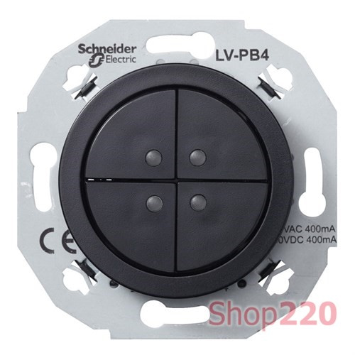 Низковольтный кнопочный выключатель, 4 полюса, черный, Renova WDE011272 Schneider - фото 80132