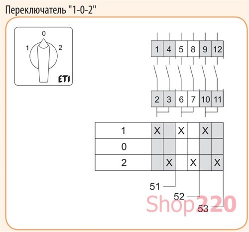 Переключатель "1-0-2" 16А в корпусе IP65, CS 16 53 PN ETI 4773196 - фото 80811