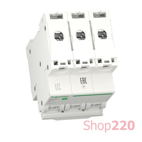 Автоматический выключатель 16А, 3 полюса, уставка В, Resi9 R9F02316 Schneider Electric - фото 81437
