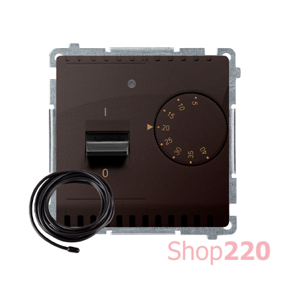Терморегулятор для теплого пола с внешним датчиком в комплекте, шоколад, Basic Simon - фото 88228