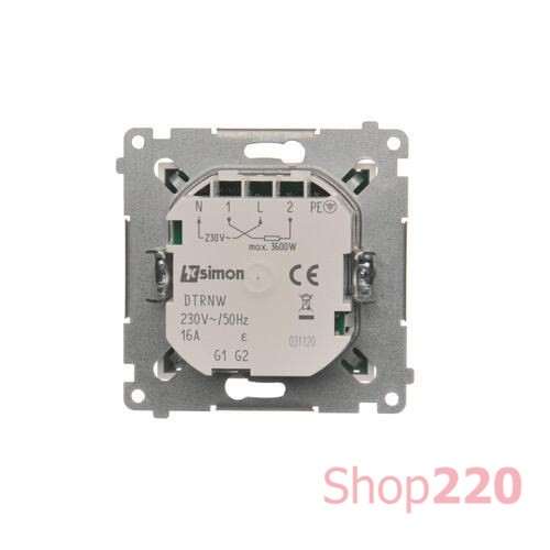 Терморегулятор для теплого пола с дисплеем и со встроенным датчиком, белый, SIMON54 - фото 88747