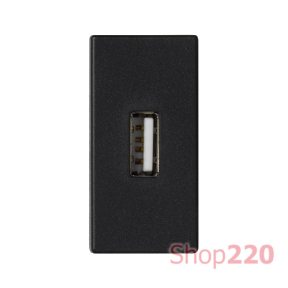 Розетка USB для передачи данных, 1 модуль, черный, К45 Simon K128B/14 - фото 89807