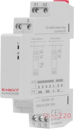 Импульсное реле 220 В 10 А, e.control.i01 Enext i0310015 - фото 90030