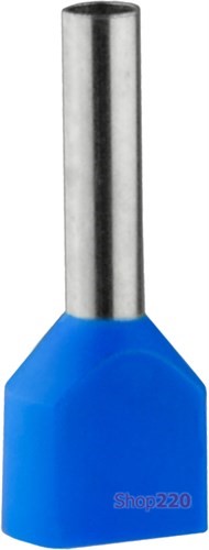Наконечник трубчатый 2.5 мм кв на два провода удлиненный, синий, Аско A0060120009 - фото 91329