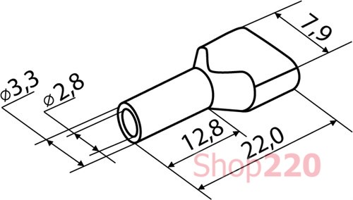 Наконечник трубчатый 2.5 мм кв на два провода удлиненный, синий, Аско A0060120009 - фото 91331