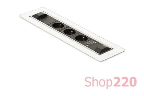 Вращающийся блок розеток 3х220В + USB тип А + С, белое стекло, Versaturn ASA 060.24F.00032 - фото 91466