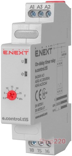 Реле задержки времени на включение, 8А, e.control.t15 Enext i0310027 - фото 91874