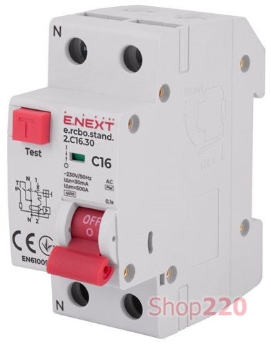 Диф. автомат 25А, 30мА, хар-ка С, e.rcbo.stand.2.C25.30 Enext s034105 - фото 92417