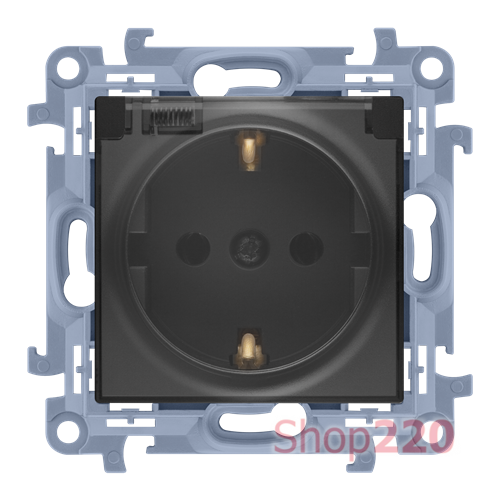 Розетка IP44 с прозрачной крышкой, черный матовый, SIMON10 - фото 93261