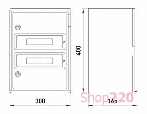 Щит ударопрочный на 24 модуля, прозрачная дверца, IP65, e.plbox.300.400.165.24m.tr ENEXT CP5113 - фото 93481