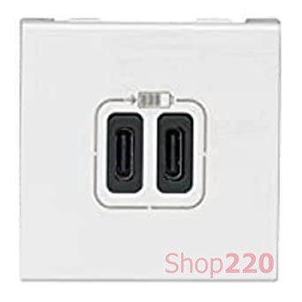 Розетка USB тип С + тип С, белый, 2 мод., Mosaic Legrand 77590 - фото 93625