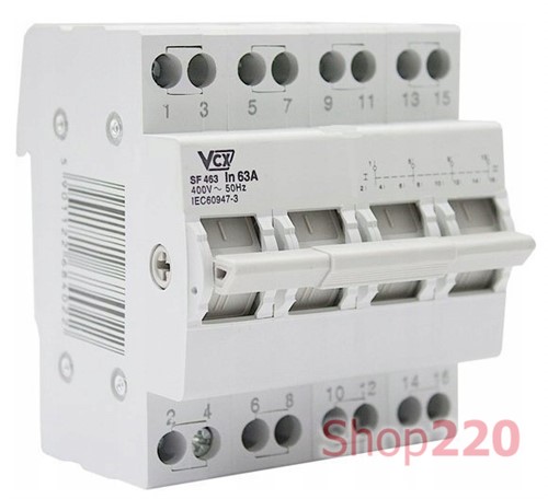 Переключатель на генератор I-0-II трехпозиционный 63 А, 4 полюса, SF4P63A VCX - фото 95645