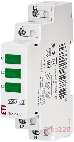 Трехфазный LED-индикатор наличия напряжения SON H-3G, ETI - фото 95908