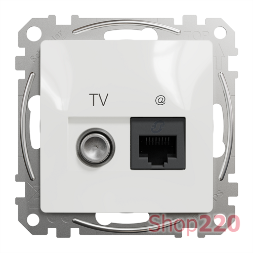 Розетка телевизионная и компьютерная TV+RJ45 кат. 6 UTP, белый, Sedna Design - фото 95972