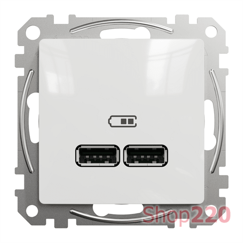 Розетка USB тип A+C 3A, 45W, белый, Sedna Design - фото 96977