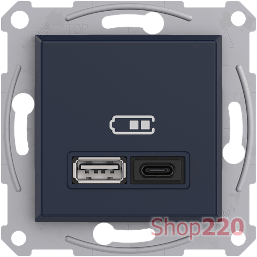 USB розетка тип А+С 3А 45Вт, антрацит, EPH2700471 Schneider Electric Asfora - фото 97651