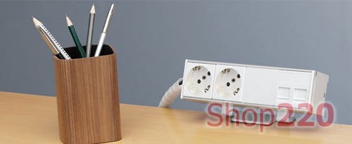 Розеточный блок на 4 (5) розетки К45, пустой, алюминий, Ofiblock COMPACT Simon KFC104/14 - фото 97698