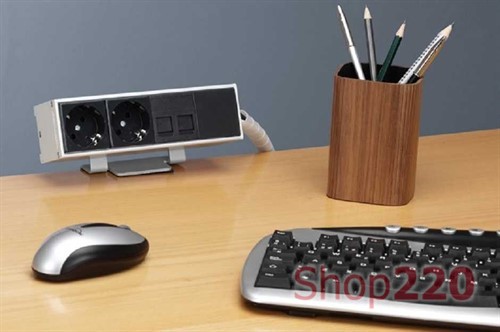 Розеточный блок на 4 (5) розетки К45, пустой, алюминий, Ofiblock COMPACT Simon KFC104/14 - фото 97699