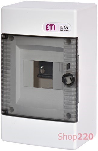 Щит электрический на 4 модуля, черная дверь, навесной, ECT 4PT ETI - фото 99249