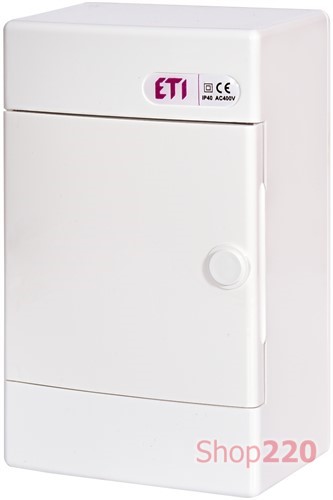 Щит электрический на 4 модуля, белая дверь, навесной, ECT 4PO ETI - фото 99254