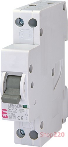 Автоматический выключатель 32А, 1p+N (1 модуль), тип C, ETIMAT 1N Eti - фото 99280