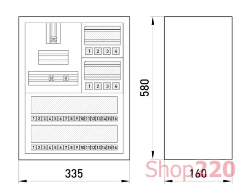 Щит для 3ф. счетчика + 36 модулей, навесной, e.mbox.stand.n.f3.36.z Enext - фото 99783