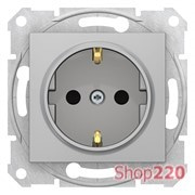 Розетка с заземлением и шторками, алюминий, SDN3000160 Schneider Sedna