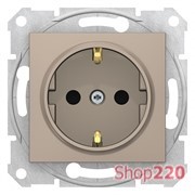 Розетка с заземлением и шторками, титан, Sedna SDN3000168 Schneider