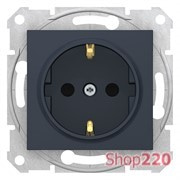 Розетка с заземлением и шторками, графит, Sedna SDN3000170 Schneider