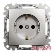 Розетка электрическая, матовый алюминий, Sedna Design