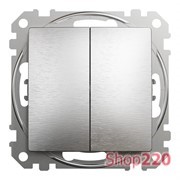 Кнопка 2 клавишная, матовый алюминий, Sedna Design