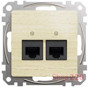 Компьютерная розетка 2 х RJ45 кат. 5е UTP, береза, Sedna Design