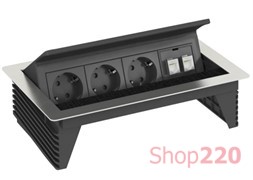 Розеточный блок с крышкой на 3 розетки 220В + 2хRJ-45, OBO Bettermann