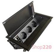 Врезной блок розеток для мебели, 3х220В + 2хRJ45, черный, Versaflap ASA 060.11F.00084