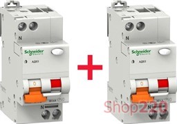 Комплект 2шт: Дифавтомат 40A, 30мА, тип С, "Домовой" 11475 Schneider Electric
