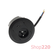 Врезной блок розеток 220В + USB тип C, черный, S483 Simon