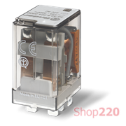 Реле; 2CO; 12A; 24В DC; AgCdO; минисиловое; блок.кн.тест + LED (+A1 & +A2); розетка S96/Faston187; RT I